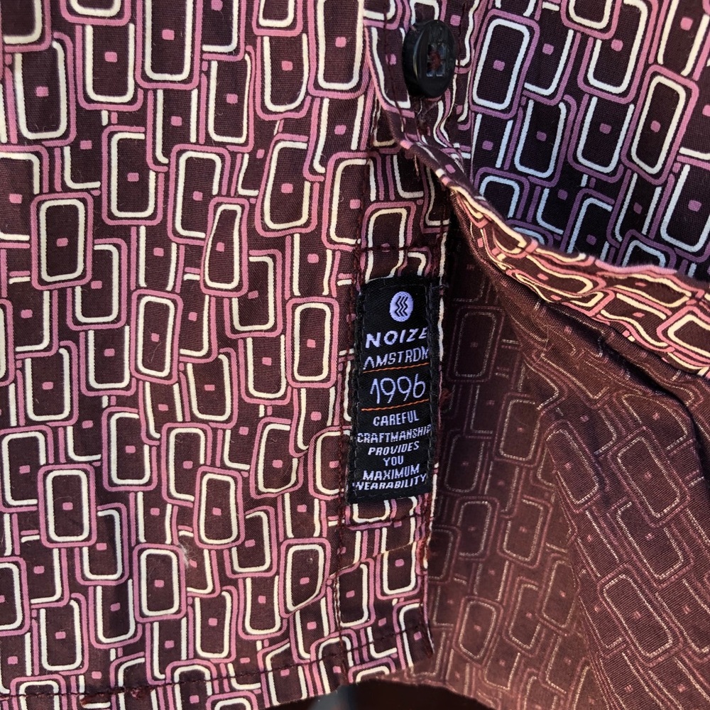 Noize Amstrdm Brown/Mauve Geo Dress Shirt M - Picture 8 of 13